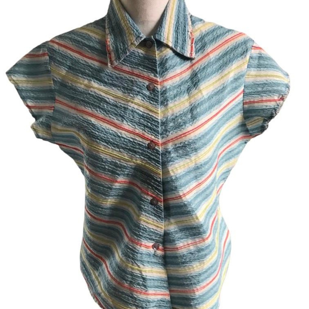 Blue Stripped Button-up Shirt